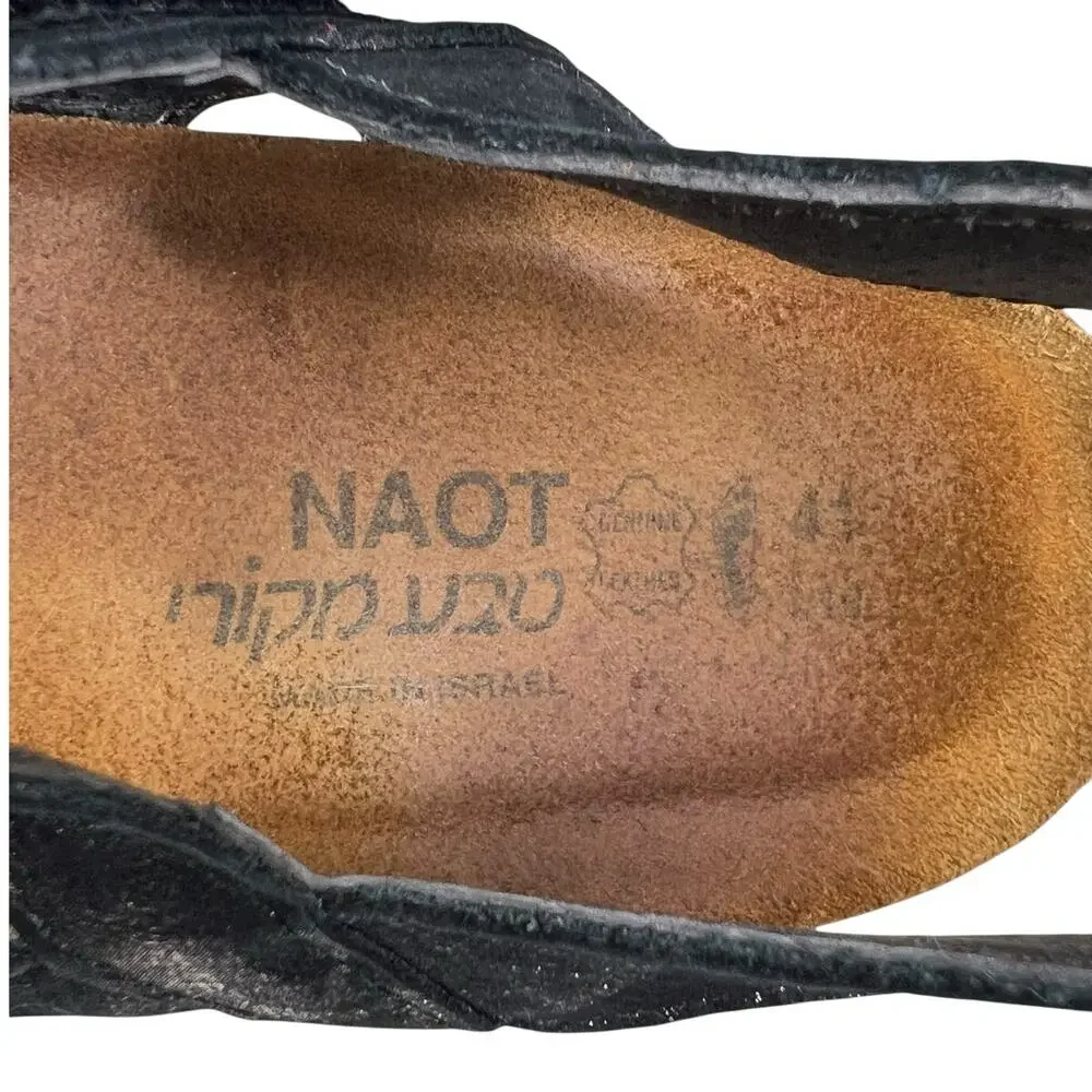 NAOT Women’s Kayla Metallic Grey Slingback Sandal Size 41 US 10/10.5